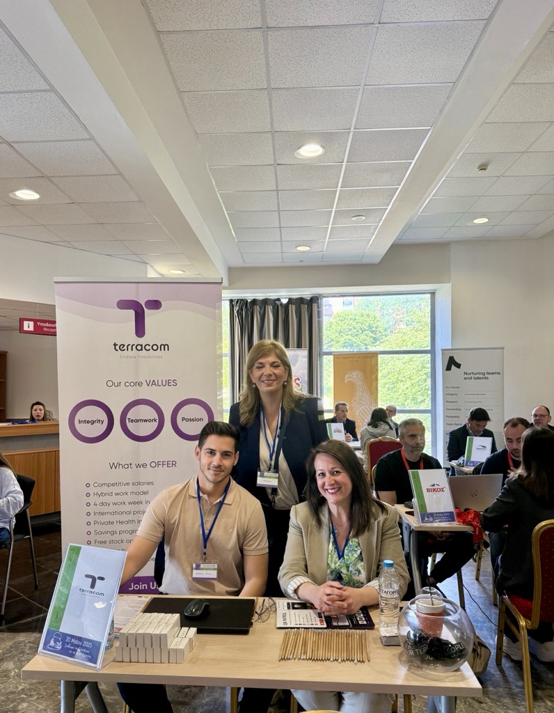We had a great time at Career Day 2025 at the University of Ioannina!
Connecting with young tech talent and sharing Terracom’s vision for the future was truly inspiring.
The future is built on people. #CareerDay2025 #terracomsa #TechCareers #JoinUs #UniversityOfIoannina