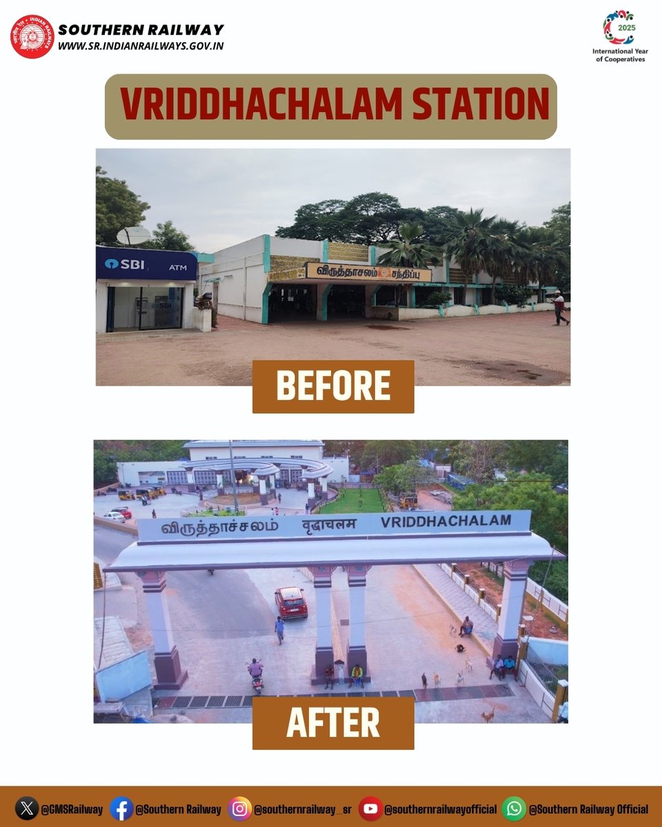 GMSRailway's tweet image. Vriddhachalam Station: Before and After!

Witness the significant enhancements bringing a new look to this important railway hub.

#Vriddhachalam #IndianRailways #StationRedevelopment #BeforeAndAfter 
#AmritStations #SouthernRailway