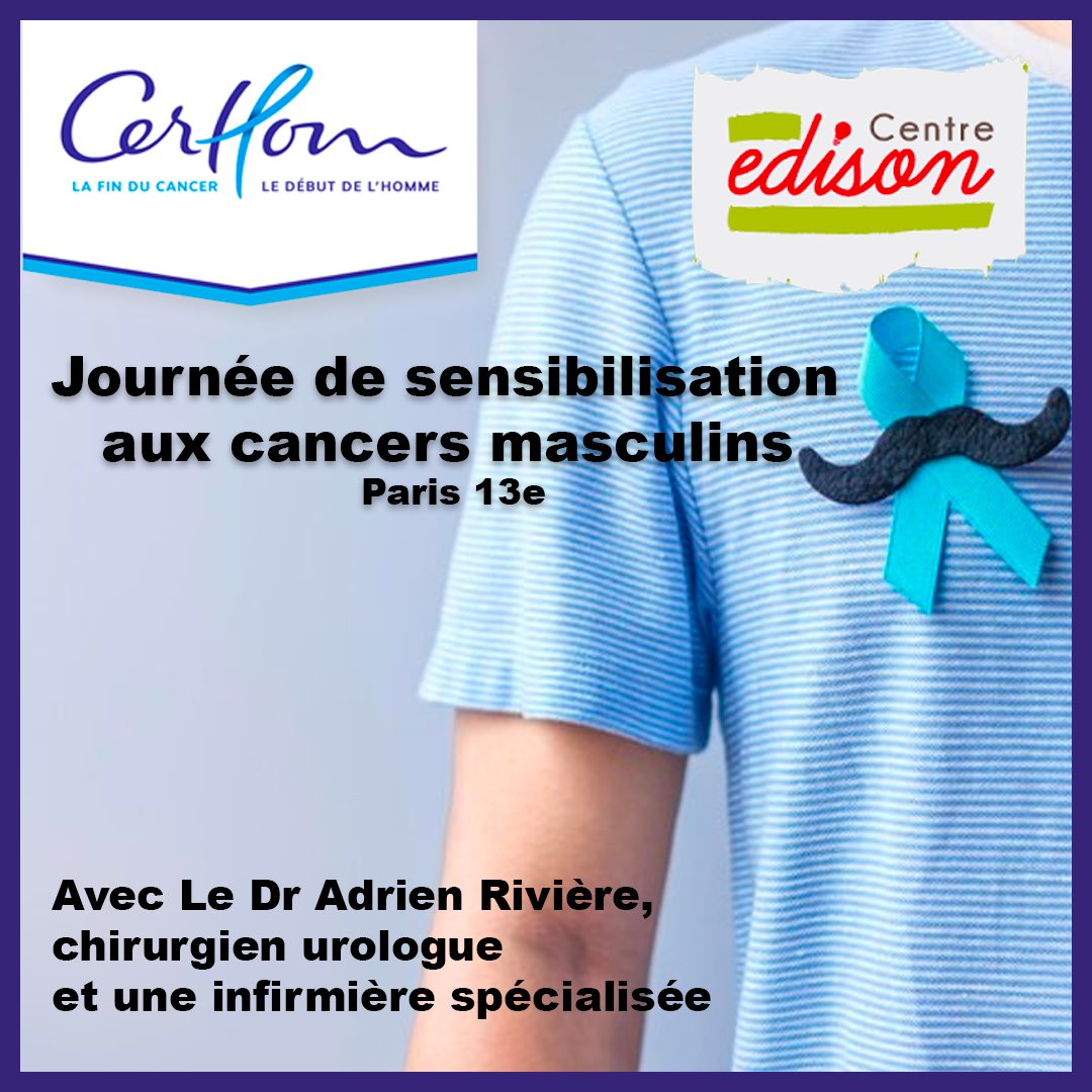 📣 Demain nous seront à Paris 13e pour parler cancers masculins 🎗️
📍 Centre Edison – 1er étage
🧑‍⚕️ Dr Rivière (urologue) + 👩‍⚕️ infirmière
🕘 9h - 17h
🚇 M° Place d’Italie ou Olympiades
44 rue Charles Moureu
🆓 Entrée libre !
@CerHom_france <a href="/Paris/">Paris</a>
#PréventionSanté #Cancers