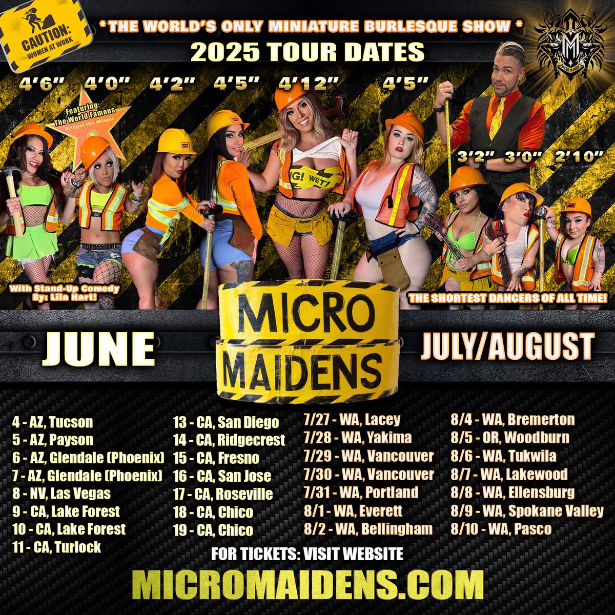 June/July/August show dates. Get your tickets now. <a href="/MicroMaidens/">MicroMaidens</a>