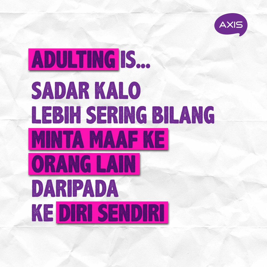 Jangan lupa, kamu juga harus berterima kasih dan minta maaf ke diri sendiri ya 💜

Kalo adulting versi kamu apa?
#EmangKitaBeda