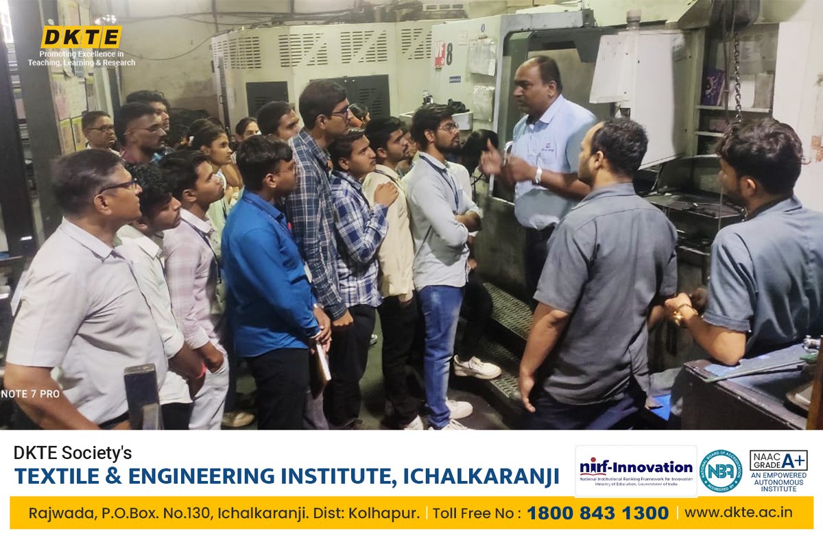 dktestei's tweet image. Third-year B. Tech. Mechanical students visited a machining unit in Shiroli MIDC to explore CNC technology, hydraulics, and compressed air systems in action. The visit offered hands-on exposure and bridged the gap between theory and industry.
 #DKTE #IndustrialVisit #CNCmachines
