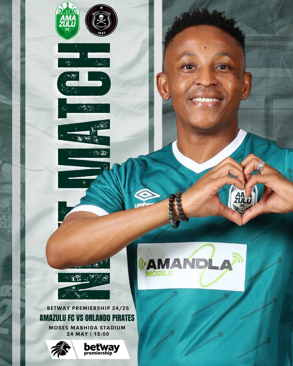 🟢 NEXT MATCH • #BetwayPremiership 🏆

🆚 <a href="/orlandopirates/">Orlando Pirates</a> 
📍 Moses Mabhida Stadium
📅 Saturday, 24 May
🕑 15:00
📺 SS PSL (Channel 202)
🎫 R80 at <a href="/TicketProSA/">Ticketpro</a> 

#BetwayPrem #HebeUsuthu #UsuthuTogether