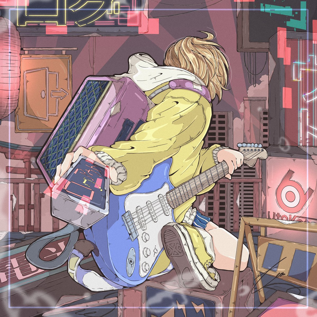 teasodart's tweet photo. 【WORKS】

UtaKata（@UtaKataaaaaa ）の
9th digital single 『ログアウト』

ジャケットイラスト担当しました‼️

電光少女に続き神曲です⚡️ https://t.co/2MDqwCBgqm