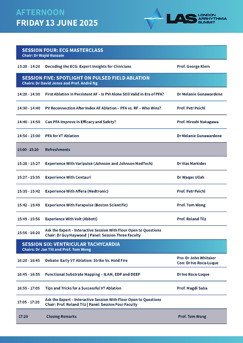 Missed the deadline to apply for the #ECG Masterclass panel with Prof. George Klein? Don’t worry—you can still join the conversation, ask questions, and be part of the action at #LAS2025!

🗓️Friday 13 June |📍London
🔗millbrook-events.co.uk/event/LAS25/su…

#EP