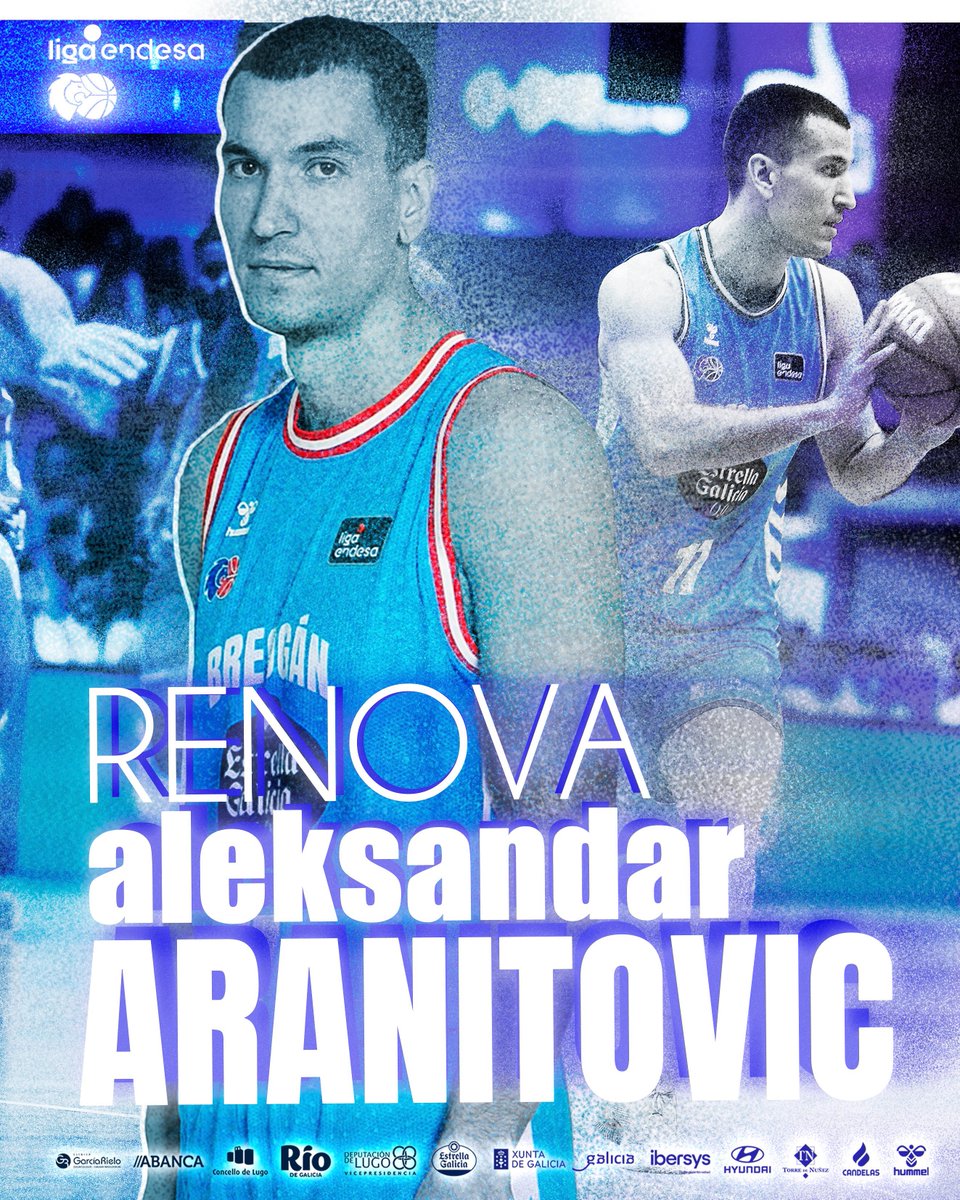 ▶️ Aleksandar Aranitović, un ano máis de celeste! 🩵 O exterior serbio vestirá a camiseta do Río Breogán na tempada 2025/2026 na #LigaEndesa <a href="/ACBCOM/">Liga Endesa</a> . Seguimos facendo equipo! #ForzaBreo