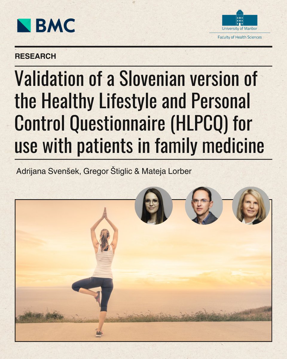 📣 We are proud to announce that our researchers have published a new scientific paper.    

 Congratulations!  👏

Paper 🔗 bit.ly/3Fi5iEK

#Research #BMCPublicHealth #OpenAccess #Validation #healthylifestyle #HLPCQ #PersonalControl