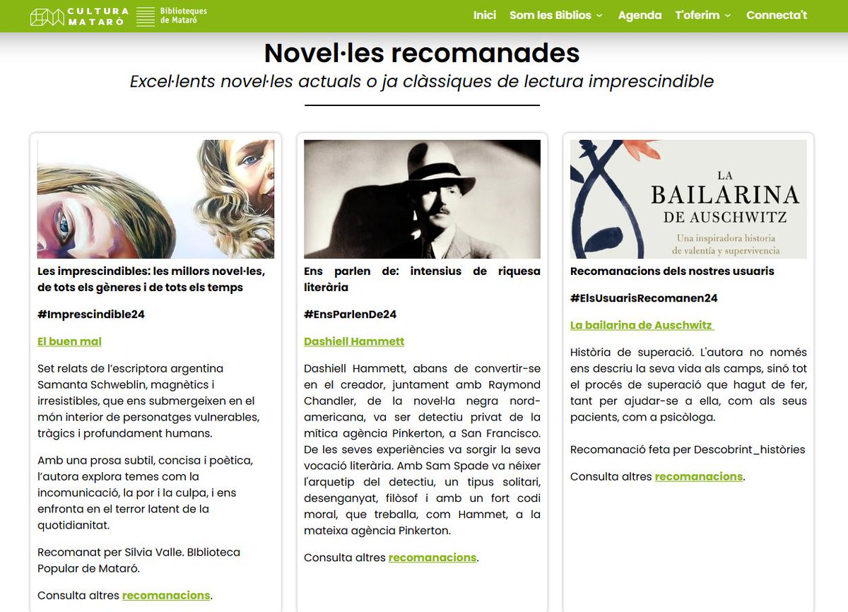 bibliosmataro's tweet image. 🔸Cada mes des de #bibliosmataró us proposem noves lectures i gèneres per descobrir ➡️biblioteques.culturamataro.cat/prescripcio-le…
#fomentdelalectura #prescripciólectora #llegir @MataroLGTBI @mataroradio @TribunaMaresme @Capgros @BibliosMaresme