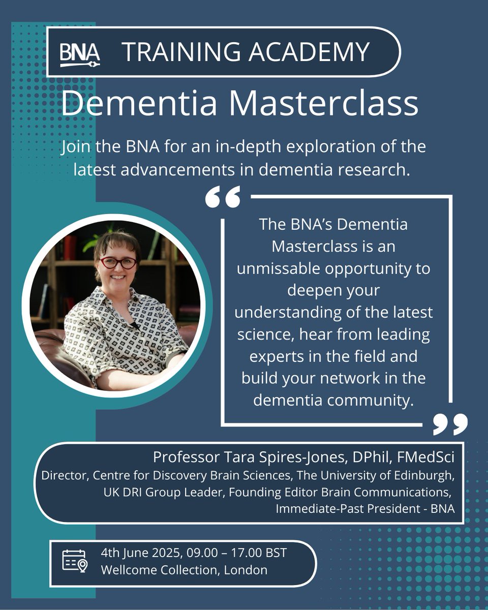 BritishNeuro's tweet image. Join Professor @TSpires-Jones alongside an esteemed panel of experts who will share cutting-edge insights and diverse perspectives.
bna.org.uk/mediacentre/ev…
#DementiaResearch #Alzheimers #neurodegeneration