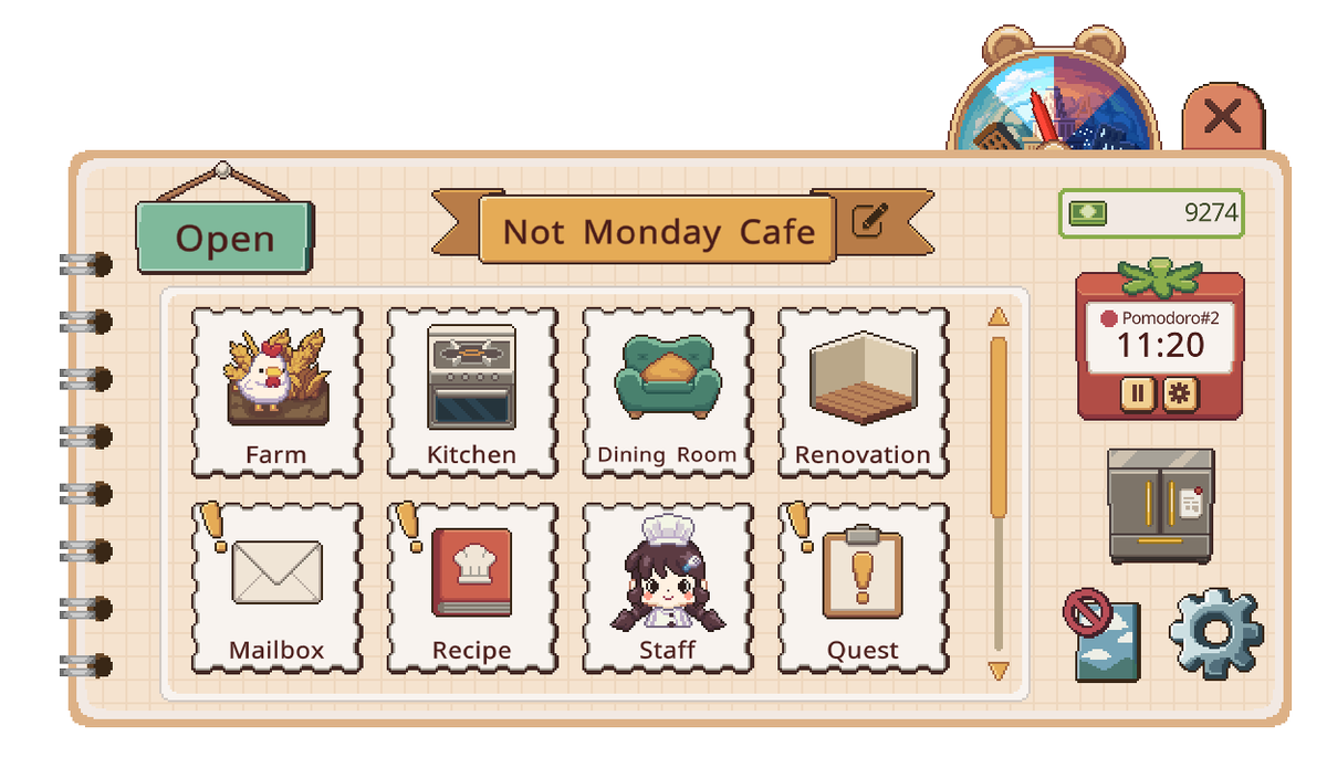 SunnySyrupGames's tweet photo. Our game’s UI ☕️ https://t.co/dFj2RrRQ5y