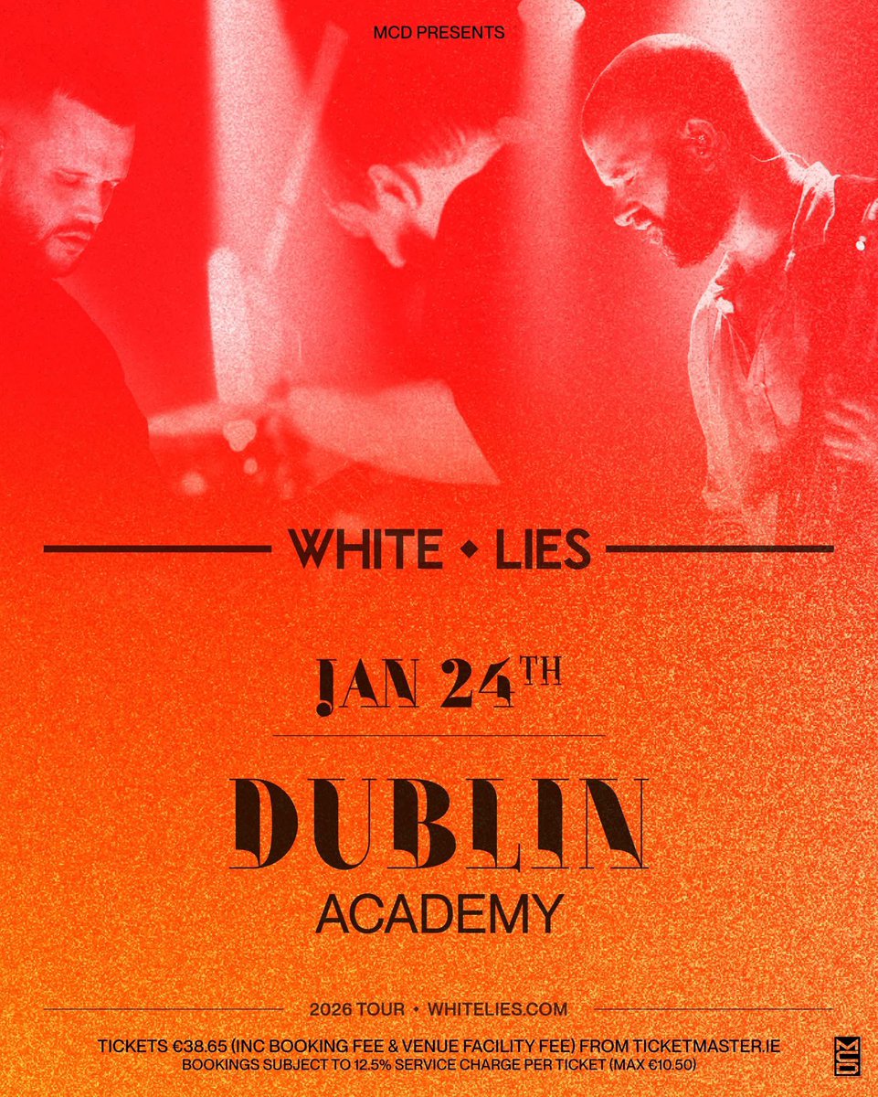 The Academy Dublin (@academydublin) on Twitter photo NEW SHOW // <a href="/whiteliesmusic/">White Lies</a> have announced a headline show at The Academy on 24 January 2026 alongside their first new release since 2022, new single âNothing On Meâ.
Tickets on sale Friday 30 May at 10am from <a href="/TicketmasterIre/">Ticketmaster Ireland</a> NEW SHOW // <a href="/whiteliesmusic/">White Lies</a> have announced a headline show at The Academy on 24 January 2026 alongside their first new release since 2022, new single âNothing On Meâ.
Tickets on sale Friday 30 May at 10am from <a href="/TicketmasterIre/">Ticketmaster Ireland</a>