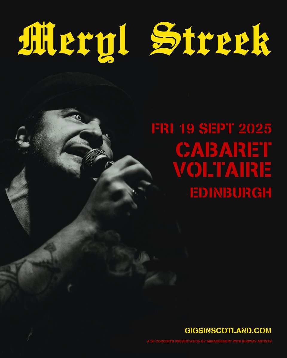 Gigs in Scotland (@gigsinscotland) on Twitter photo JUST ANNOUNCED🚨» <a href="/MerylStreek/">Meryl Streek</a>
<a href="/cabaretvoltaire/">Cabaret Voltaire</a> | 19th September 2025
MORE INFO ⇾ gigss.co/meryl-streek JUST ANNOUNCED🚨» <a href="/MerylStreek/">Meryl Streek</a>
<a href="/cabaretvoltaire/">Cabaret Voltaire</a> | 19th September 2025
MORE INFO ⇾ gigss.co/meryl-streek