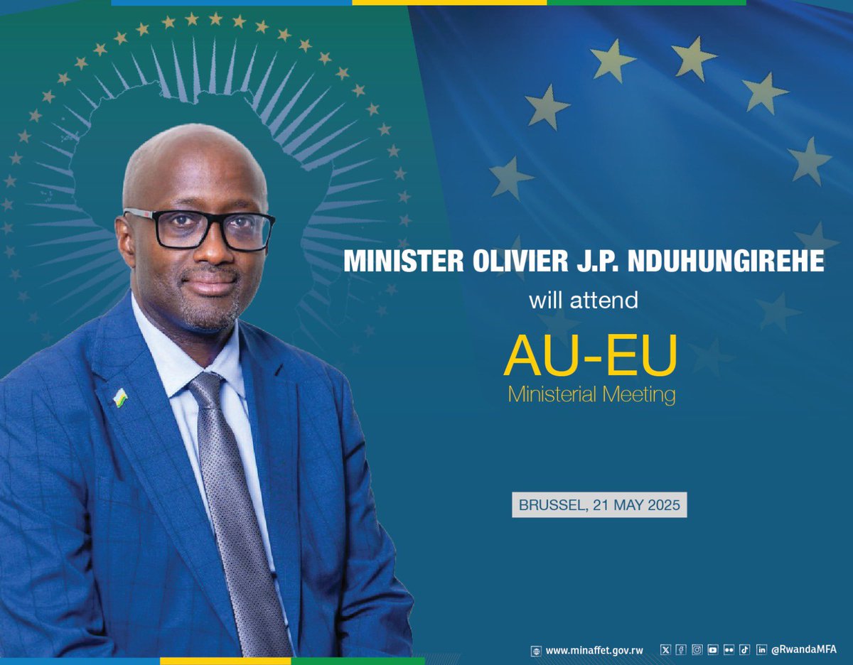[HAPPENING NOW]: Minister <a href="/onduhungirehe/">Olivier J.P. Nduhungirehe</a> attends the AU-EU Ministerial meeting in Brussels.

Ministers will exchange views on the EU-AU partnership and how to further strengthen cooperation in this landmark year marking the 25th anniversary of their enduring and unique