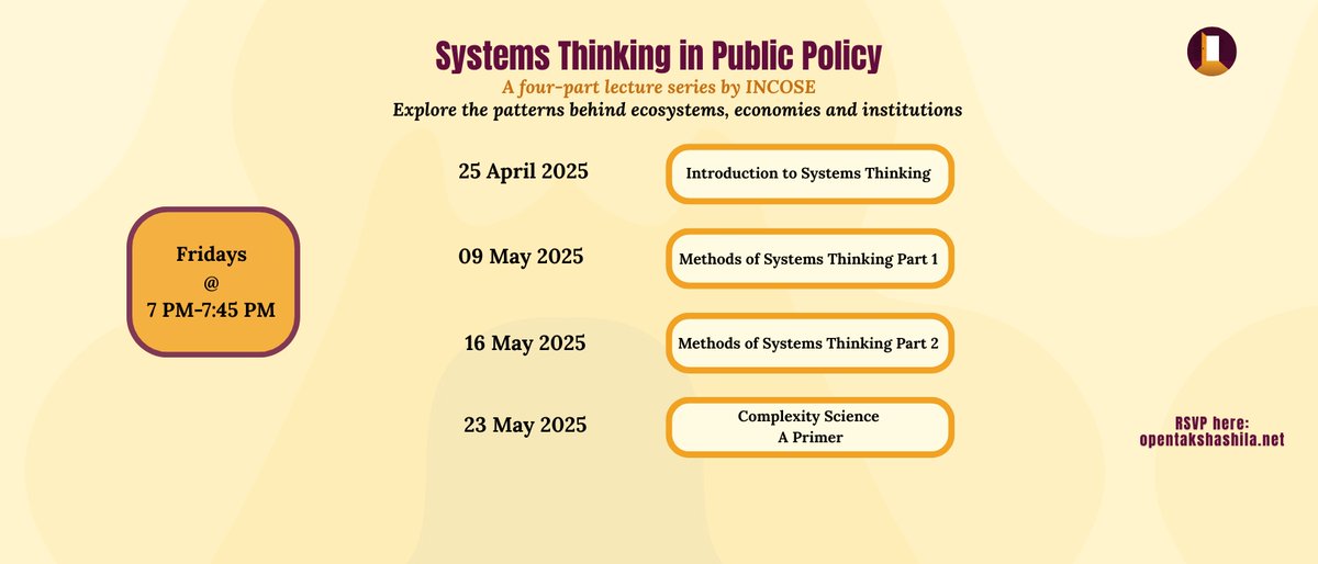 Join us for the concluding session of this series with experts from INCOSE on May 23rd, 2025, at 7 PM!

Explore the basics of Complexity Science in this engaging session, where you'll learn about systems with many interconnected components that behave in unpredictable ways.

This