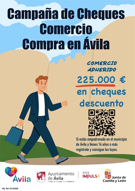 Ayto_Avila's tweet photo. Hasta el 30 de junio si estás empadronado y eres mayor de 16 años puedes participar en la "Campaña de cheques comercio - Compra en Ávila" y descargarte 20 euros en cheques descuento.
https://t.co/CVPdVeZs0t https://t.co/wZ7NfI8SEW