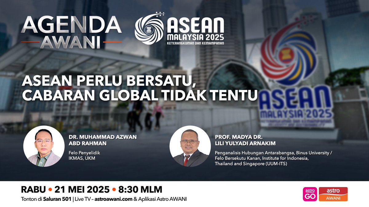 AgendaAWANI (@agendaawani) on Twitter photo Sejauh mana Sidang Kemuncak ASEAN 2025 membuka jalan kepada reformasi dalam struktur perdagangan intra-ASEAN bagi mengurangkan kebergantungan kepada pasaran luar dan sebagai strategi penampan terhadap risiko global? <a href="/nylahuda/">Nailah Huda</a> <a href="/501Awani/">Astro AWANI</a> Sejauh mana Sidang Kemuncak ASEAN 2025 membuka jalan kepada reformasi dalam struktur perdagangan intra-ASEAN bagi mengurangkan kebergantungan kepada pasaran luar dan sebagai strategi penampan terhadap risiko global? <a href="/nylahuda/">Nailah Huda</a> <a href="/501Awani/">Astro AWANI</a>