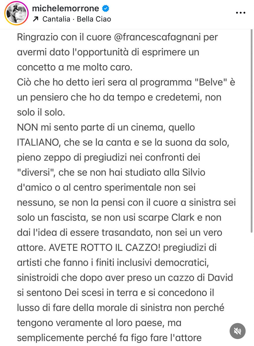 Cinguetterai's tweet photo. Il post di Michele Morrone in cui si sfoga contro il “circoletto” del cinema italiano, dopo l’intervista a #Belve di Francesca Fagnani.

#DavidDiDonatello https://t.co/pev75bd69a