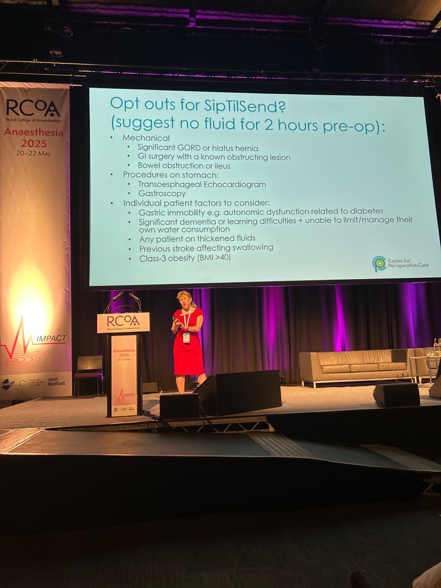 <a href="/scarlettmcnally/">Prof Scarlett McNally</a> talks at #Anaesthesia2025 <a href="/RCoANews/">Royal College of Anaesthetists</a> 
<a href="/CPOC_News/">Centre for Perioperative Care</a> about Sip til send the power of hydration, opt outs below.