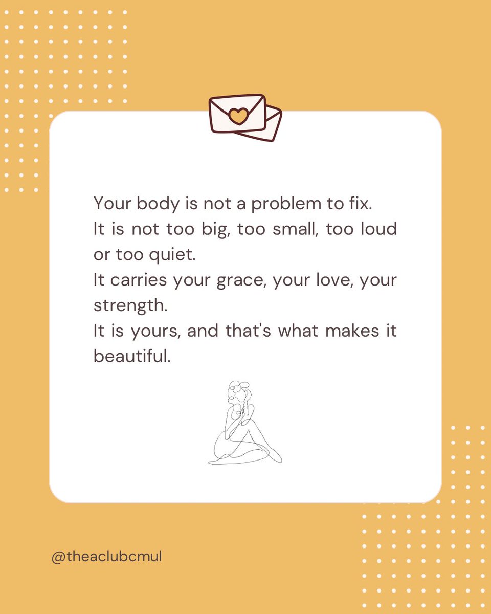 theaclubcmul's tweet photo. To every woman—
Your mind is powerful. Your body is beautiful. Your presence is a gift.
This is our love letter to you, in honor of your strength and your softness

#MentalHealthMatters #BodyPositivity #TheaClubCMUL #WomenSupportingWomen #YouAreEnough #SelfLoveJourney https://t.co/vTJ6VwJj3t