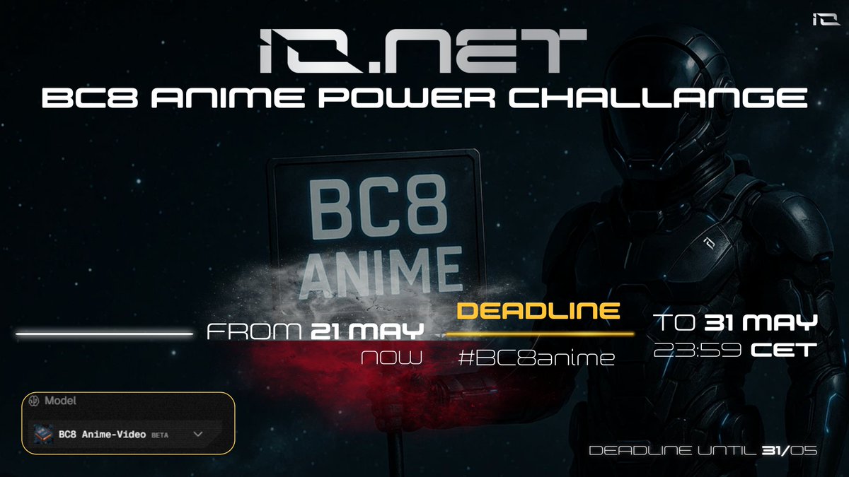🎥✨ BC8 ANIME POWER CHALLENGE <a href="/ionet/">io.net</a> 

Pokaż światu, co się dzieje, gdy AI spotyka anime.
To moment, by wyzwolić pełną moc BC8-Anime-Video – stwórz własne, krótkie anime lub gif napędzany inteligencją $IO i zgarnij $IO.

🧠 Jak wziąć udział:
🔹 Odwiedź bc8.ai/generate