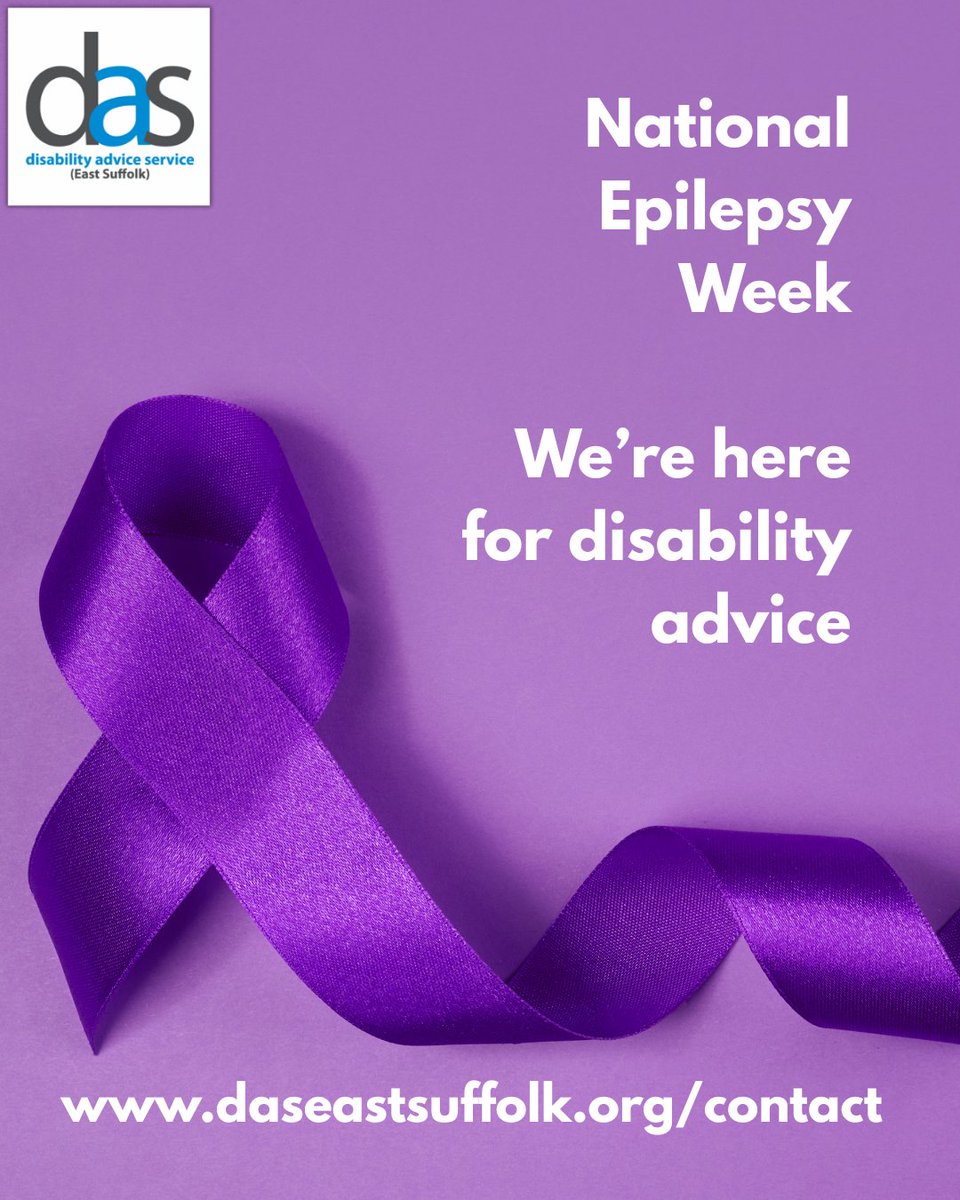 Disability Advice Service (East Suffolk) (@daseastsuffolk) on Twitter photo #NationalEpilepsyWeek (19โ25 May) is here. With 600,000 people affected in the UK, awareness is vital.
DAS offers advice for individuals, families and carers:
๐ง advice@das.org.uk
๐ daseastsuffolk.org
#EpilepsyAwareness #SupportForEpilepsy #DASEastSuffolk #NationalEpilepsyWeek (19โ25 May) is here. With 600,000 people affected in the UK, awareness is vital.
DAS offers advice for individuals, families and carers:
๐ง advice@das.org.uk
๐ daseastsuffolk.org
#EpilepsyAwareness #SupportForEpilepsy #DASEastSuffolk