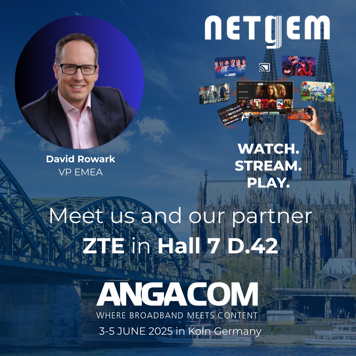 Netgem is busy getting ready for ANGA COM! We're excited to show you our latest innovations in TV Streaming, Cloud Gaming and FAST Channels. 

Give your customers a reason to switch, add TV and exciting new content to your broadband services. We'd love to meet you at ANGA COM!