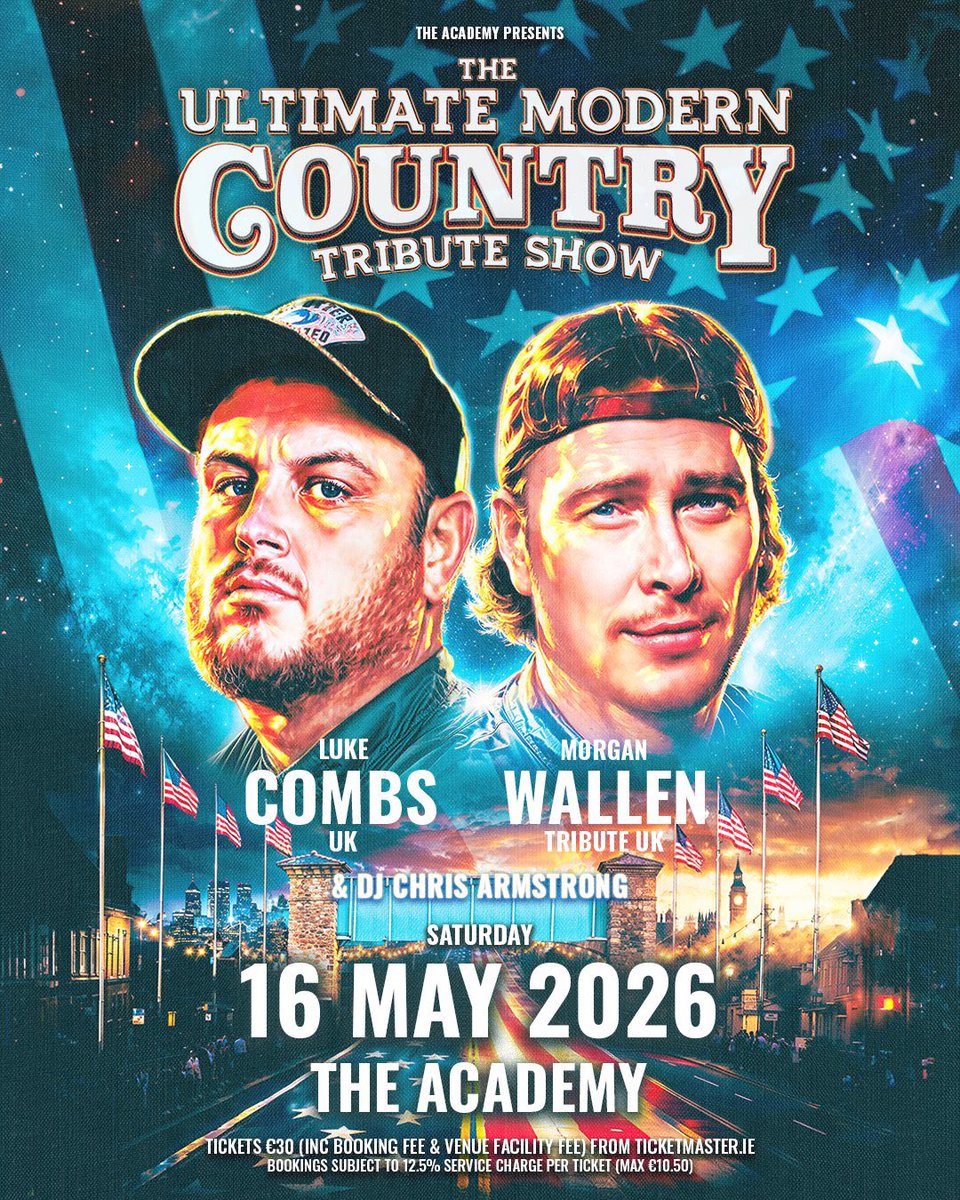 The Academy Dublin (@academydublin) on Twitter photo NEW SHOW // Get ready for an electrifying country music spectacular as Luke Combs UK Tribute & Morgan Wallen UK Tribute take the stage with their full live band
Dublin Goes Country on Saturday 16 May 2026 at The Academy
Tickets are on sale Friday at 10am from <a href="/TicketmasterIre/">Ticketmaster Ireland</a> NEW SHOW // Get ready for an electrifying country music spectacular as Luke Combs UK Tribute & Morgan Wallen UK Tribute take the stage with their full live band
Dublin Goes Country on Saturday 16 May 2026 at The Academy
Tickets are on sale Friday at 10am from <a href="/TicketmasterIre/">Ticketmaster Ireland</a>
