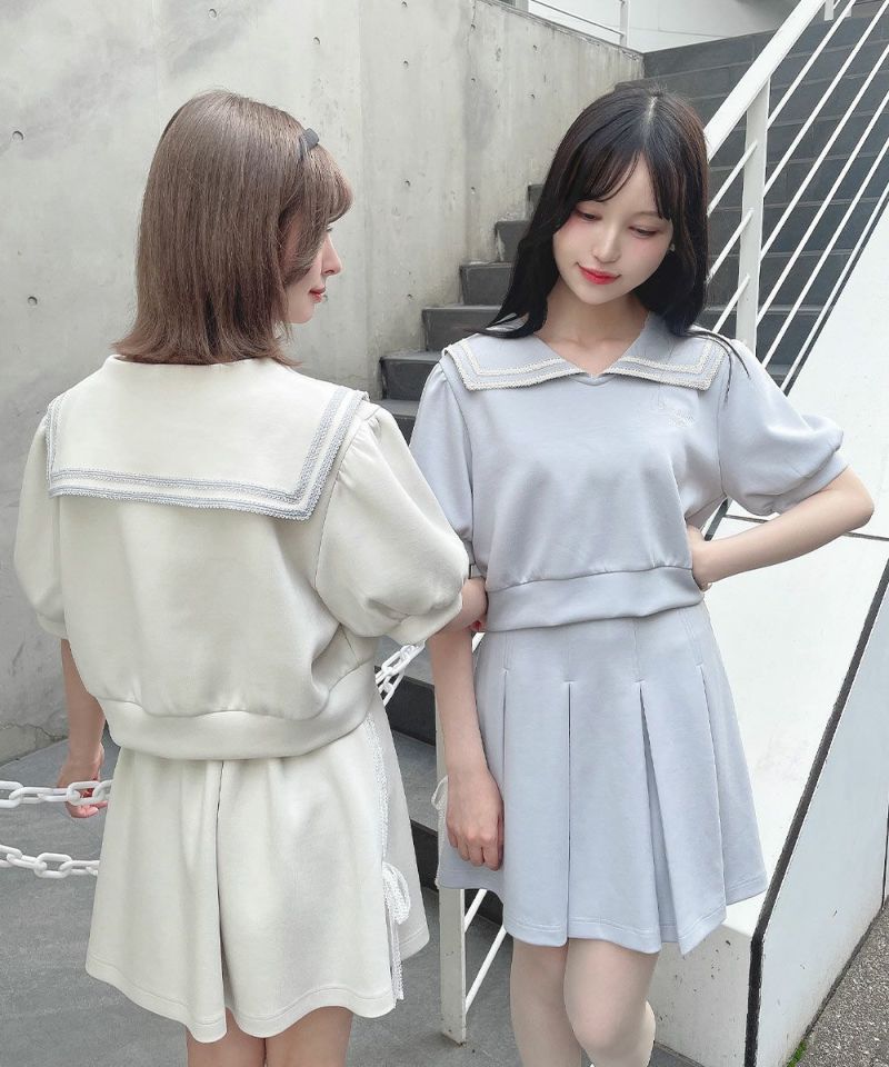 FintOFFICIAL's tweet photo. ˗ˏˋ 𝐍𝐞𝐰 𝐀𝐫𝐫𝐢𝐯𝐚𝐥 ˎˊ˗     

☑︎レースラインセーラーカットトップス

セーラーカラー＆ロゴ刺繍がガーリーでトレンドライクなカットトップス♡
セットアップとしての着用もおすすめ🫧

オンラインストア    
▷https://t.co/FcFxXKVpcD https://t.co/2QkAFznCNk