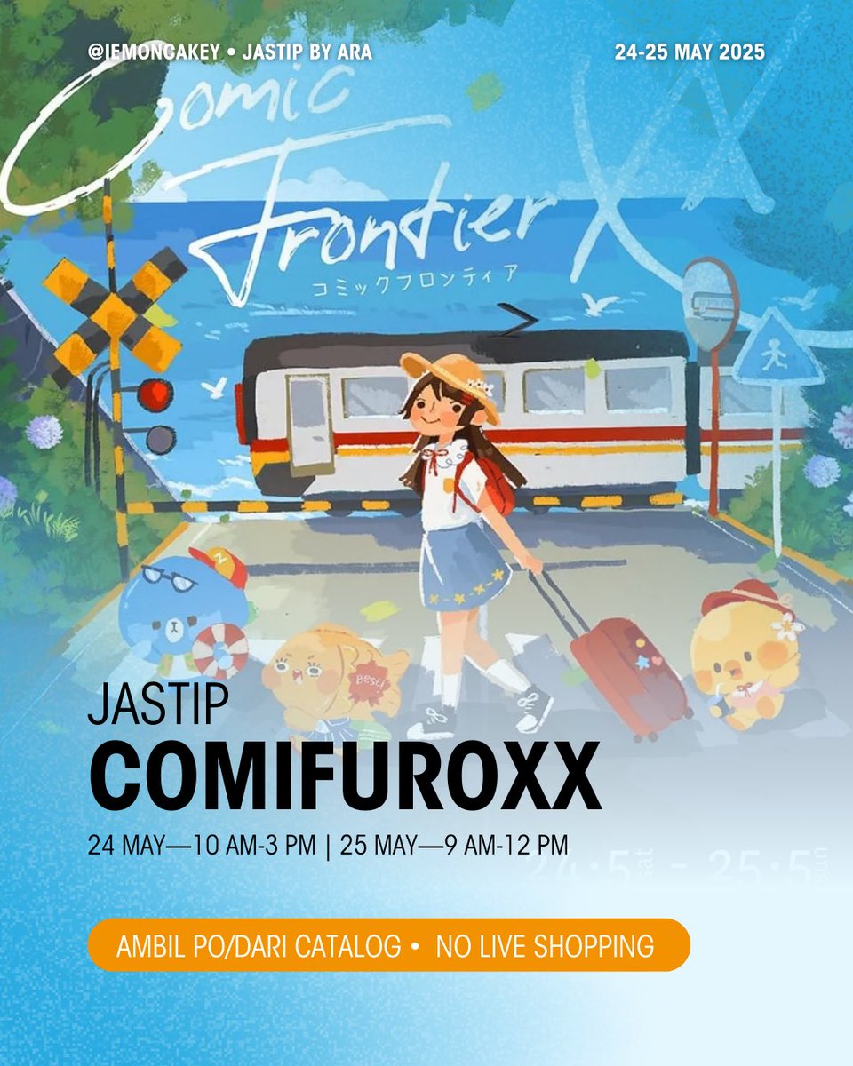 Iemoncakey's tweet image. ✤ Open Jastip CFXX Comifuro ✤

🗓️ 24-25 May 2025
📦 Shipping from TGR by 🍊
🩷 Availabe for pick up orders!

Day 1—10 AM-3 PM
Day 2—9 AM-12 PM

💌 mt after dm

#comifuroxx #cf20 #jastipcfxx #jastipcomifuro #jastip