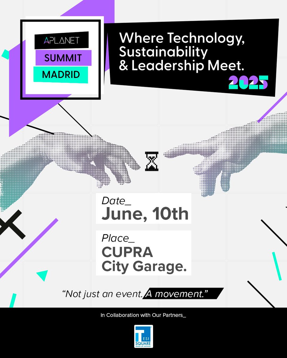 🤝 We’re proud to announce @Tesisquare as the official partner of #APLANETSummitMadrid2025!

Join us June 10 to hear Mario Messuri speak on scaling sustainability through smart tech — and meet the team onsite at CUPRA City Garage.

🎟️ Register: aplanet.org/campaign/summi…