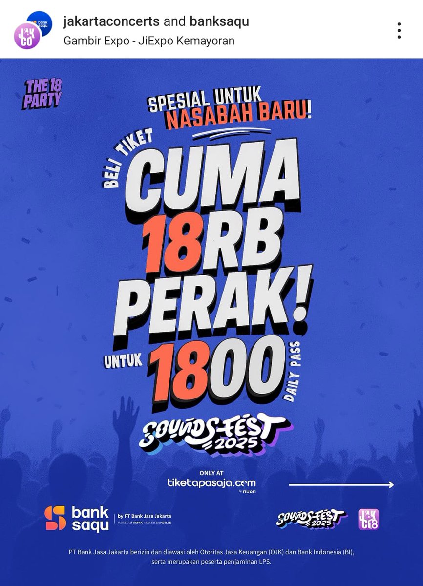 rahasia hidup bahagia dan panjang umur? musik yang asik, temen yang solid, dan bantuan kecil dari Bank Saqu. thanks tiket promonya, bikin malam makin spesial!