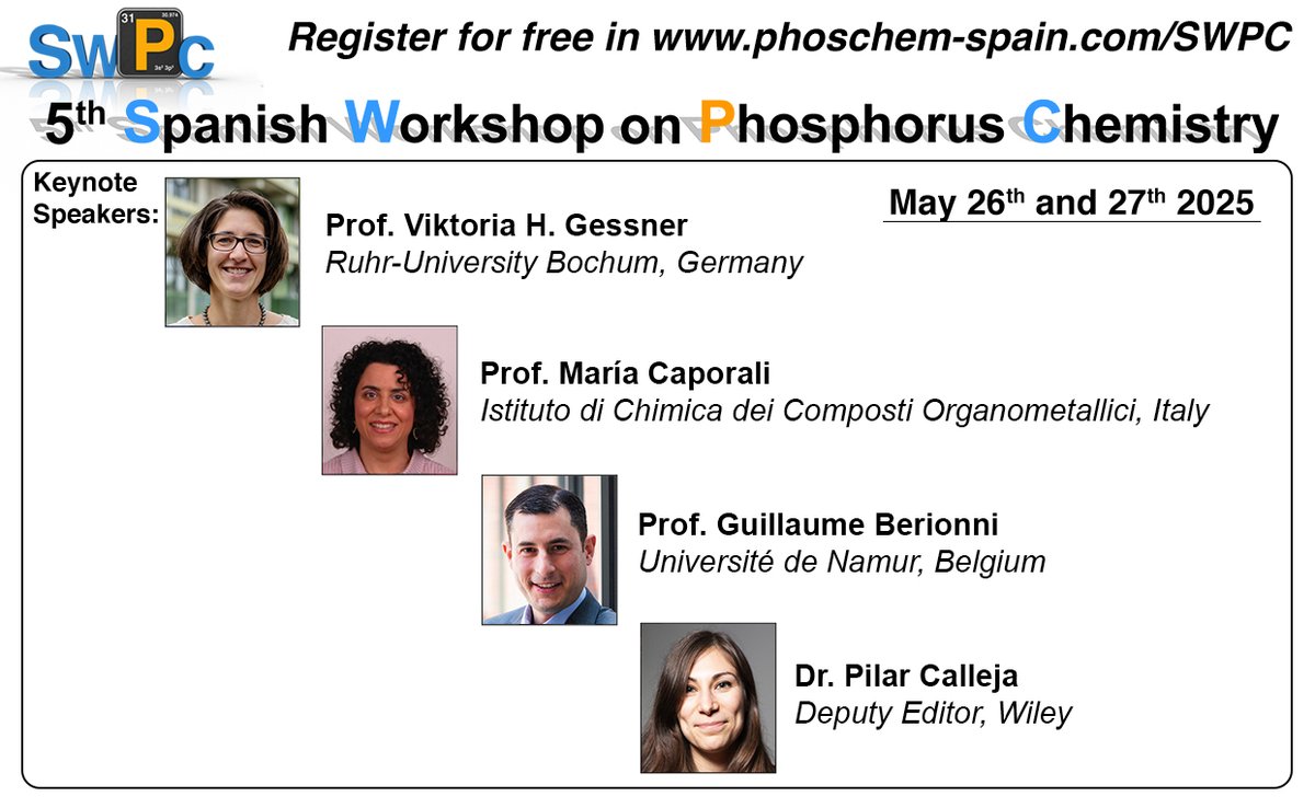 Ana M. Geer (@atinageer) on Twitter photo Join us online next week for the 5th Spanish Workshop on Phosphorus Chemistry with an exciting lineup of speakers!
📅Two days of organometallic, main group & materials chemistry
<a href="/PhosChemSpain/">PhosChemSpain</a> <a href="/geqo_rseq/">GEQO RSEQ</a> <a href="/ISQCH/">ISQCH (CSIC-UNIZAR)</a> <a href="/AragonCSIC/">CSIC Aragón</a> <a href="/WileyGlobal/">Wiley</a> Join us online next week for the 5th Spanish Workshop on Phosphorus Chemistry with an exciting lineup of speakers!
📅Two days of organometallic, main group & materials chemistry
<a href="/PhosChemSpain/">PhosChemSpain</a> <a href="/geqo_rseq/">GEQO RSEQ</a> <a href="/ISQCH/">ISQCH (CSIC-UNIZAR)</a> <a href="/AragonCSIC/">CSIC Aragón</a> <a href="/WileyGlobal/">Wiley</a>
