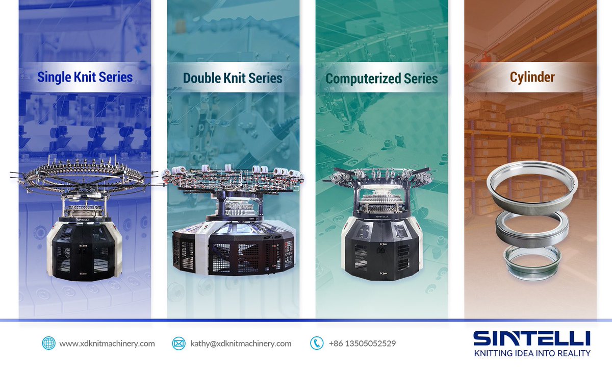 With 40 years in the textile industry and 27 years of experience manufacturing circular knitting machines in China, Sintelli offers a complete range of knitting solutions:
🔹 Single Knit Series
🔹 Double Knit Series
🔹 Computerized Series
🔹 Cylinders &amp; Spare Parts