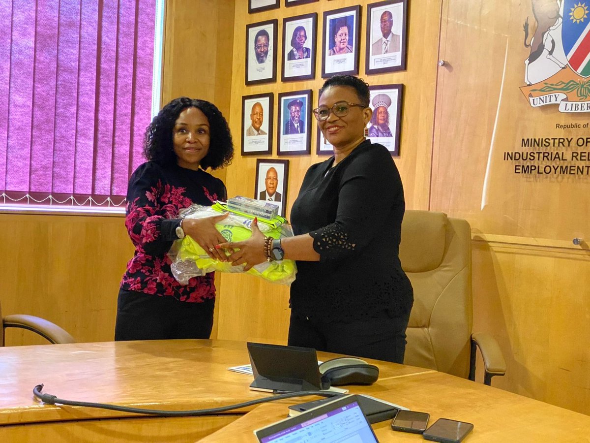 ILO Harare (@iloharare) on Twitter photo Hand over of inspection visibility clothing; Information, Education, & Communication (IEC) materials on basic conditions of employment. The aim is to promote health and safety & #DecentWork in the Namibian fisheries sector
<a href="/Philile_ILO/">Philile Masuku</a> <a href="/FRwanyindo/">Fanfan Rwanyindo.K 🇷🇼</a> <a href="/MLIREC/">Ministry of Labour Namibia</a> <a href="/UNNamibia/">United Nations in Namibia</a> <a href="/NEF_Namibia/">Employers Federation</a> Hand over of inspection visibility clothing; Information, Education, & Communication (IEC) materials on basic conditions of employment. The aim is to promote health and safety & #DecentWork in the Namibian fisheries sector
<a href="/Philile_ILO/">Philile Masuku</a> <a href="/FRwanyindo/">Fanfan Rwanyindo.K 🇷🇼</a> <a href="/MLIREC/">Ministry of Labour Namibia</a> <a href="/UNNamibia/">United Nations in Namibia</a> <a href="/NEF_Namibia/">Employers Federation</a>