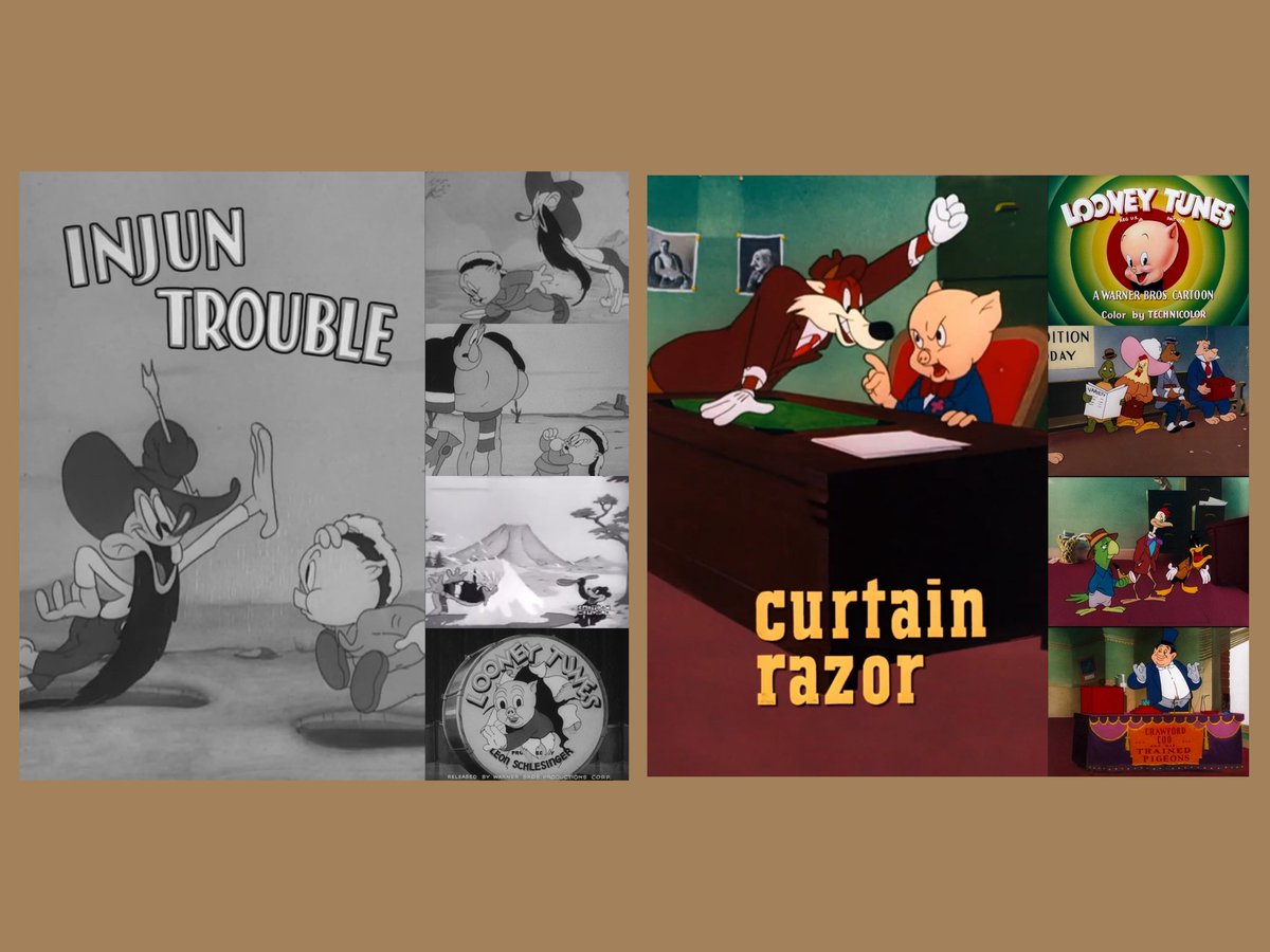 ArenStenslie's tweet photo. Today marks the #87thanniversary of @warnerbros's @LooneyTunes #PorkyPig cartoon "#InjunTrouble" &amp; #76thanniversary of #LooneyTunes Porky Pig cartoon "#CurtainRazor".
#WarnerBros #InjunJoe #Goofus #Fox #BingoTheParrot #JFentonHadding #CrawfordCoo @HopeFreleng https://t.co/ORTRhqaq3g