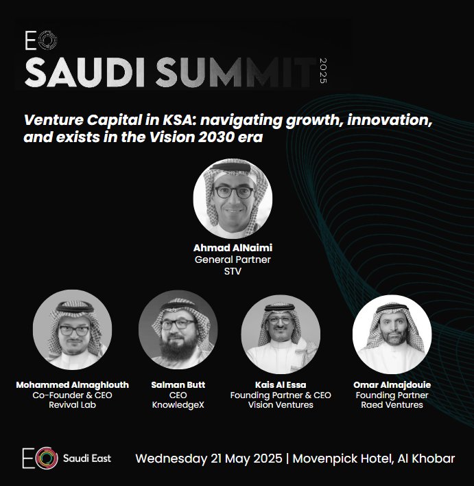 STV (@stvcapital) on Twitter photo Today at the EO Saudi Summit, <a href="/anaimi/">Ahmad AlNaimi</a> and fellow panelists will discuss the evolution and prospects of the Saudi venture capital ecosystem. Join us. Today at the EO Saudi Summit, <a href="/anaimi/">Ahmad AlNaimi</a> and fellow panelists will discuss the evolution and prospects of the Saudi venture capital ecosystem. Join us.