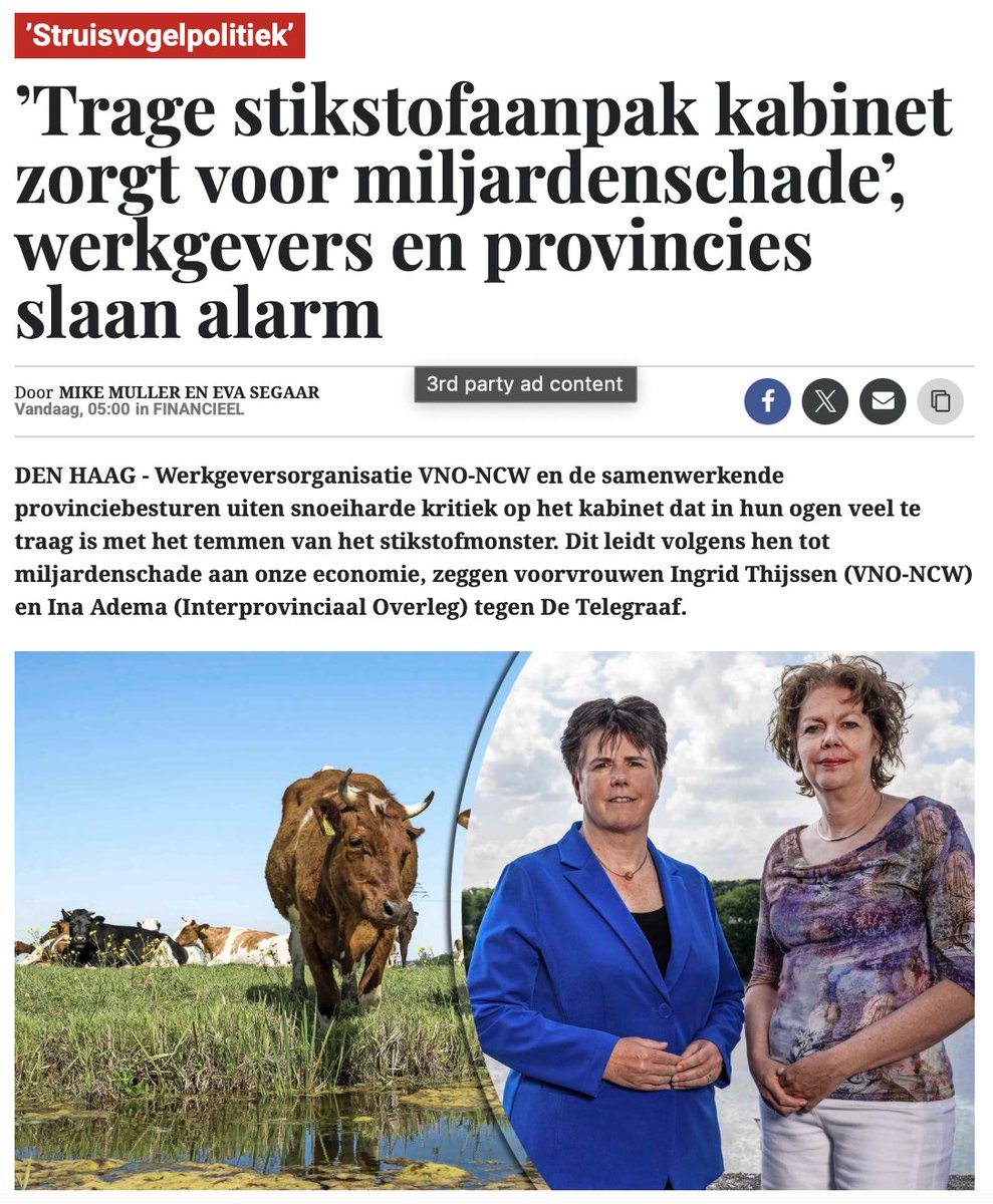 Dit kabinet kijkt weg van de grote problemen, zo ook met stikstof. Ondertussen ligt de woningbouw stil, lijdt de natuur, haken bedrijven af en zitten boeren in onzekerheid. Er is totale stilstand, mede mogelijk gemaakt door de VVD en PVV.