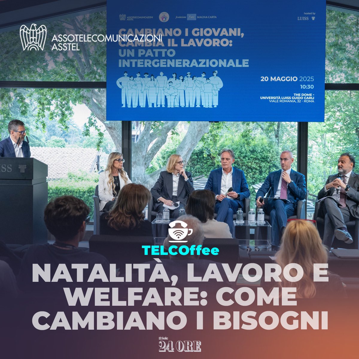 Assotelecomunicazioni (@asstel_it) on Twitter photo Tra le notizie #Telcoffee <a href="/sole24ore/">IlSole24ORE</a>👇🏻
Precarietà, poca conciliazione e supporti: 1 giovane su 3 esita ad avere figli. Lo rivela <a href="/MagnaCarta_Fond/">FondazioneMagnaCarta</a> all’evento con #Asstel.
Servono più servizi pubblici e privati.
Le #Tlc rispondono: 97% smartworking, 76% flessibilità oraria. Tra le notizie #Telcoffee <a href="/sole24ore/">IlSole24ORE</a>👇🏻
Precarietà, poca conciliazione e supporti: 1 giovane su 3 esita ad avere figli. Lo rivela <a href="/MagnaCarta_Fond/">FondazioneMagnaCarta</a> all’evento con #Asstel.
Servono più servizi pubblici e privati.
Le #Tlc rispondono: 97% smartworking, 76% flessibilità oraria.