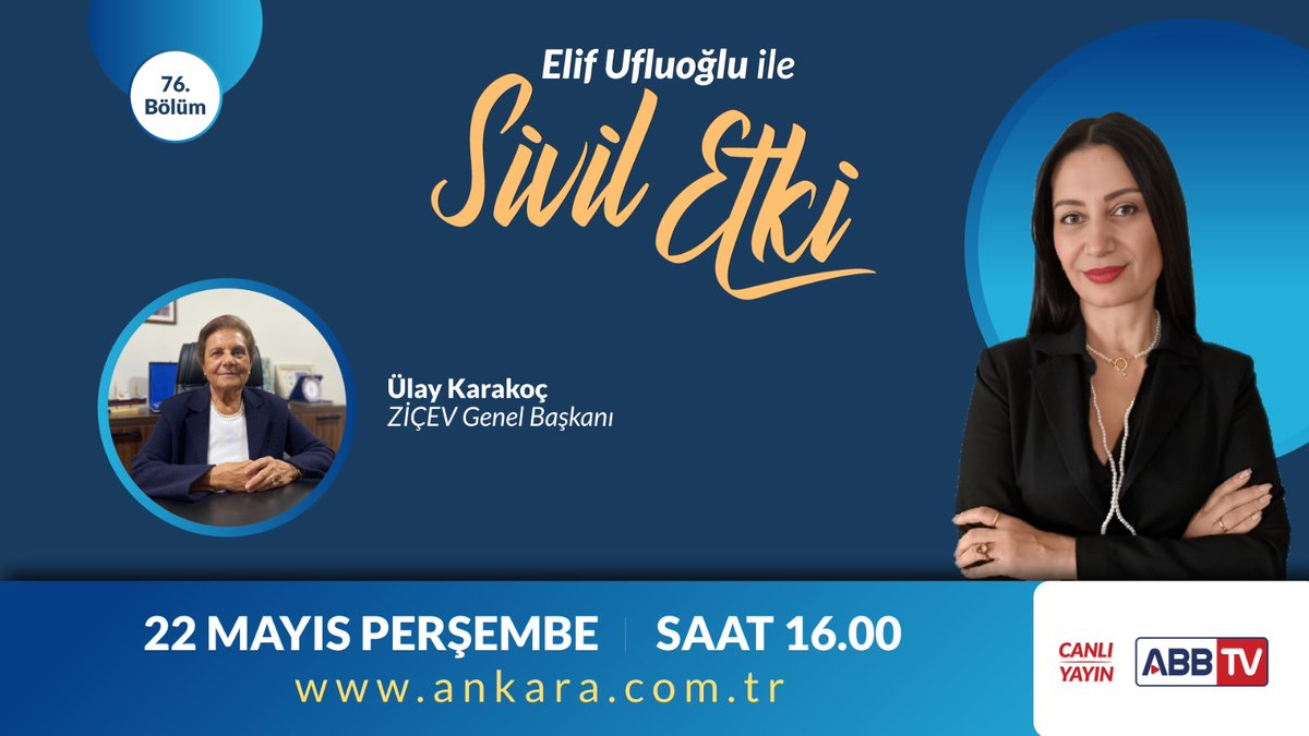 ZİVEÇ Genel Başkanı Ülay Karakoç Sivil Etki' de. Her perşembe, 16.00’da canlı yayınla Ankara Büyükşehir Belediyesi ABB TV’de sizlerle.

#elifufluoğlu #siviletki #elifufluoğluilesiviletki #ankarabüyükşehirbelediyesi #abb #abbtv #canlıyayın #ziveç #ülaykarakoç #gündem