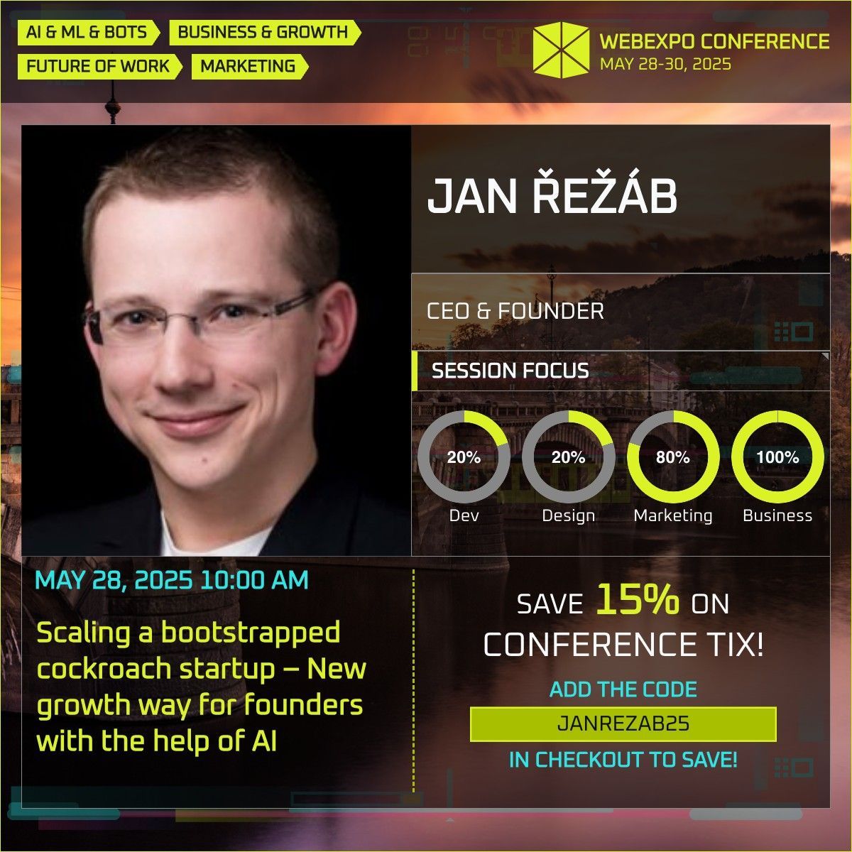 Jan Rezab (@janrezab) on Twitter photo I am very much looking forward to speaking at Webexpo about the recent company growth.
We don't talk about Ravineo as much in the public - so this will be a unique opportunity to understand our explosive, organic growth! <a href="/webexpo/">WebExpo Conference - May 27-29, 2026</a> I am very much looking forward to speaking at Webexpo about the recent company growth.
We don't talk about Ravineo as much in the public - so this will be a unique opportunity to understand our explosive, organic growth! <a href="/webexpo/">WebExpo Conference - May 27-29, 2026</a>