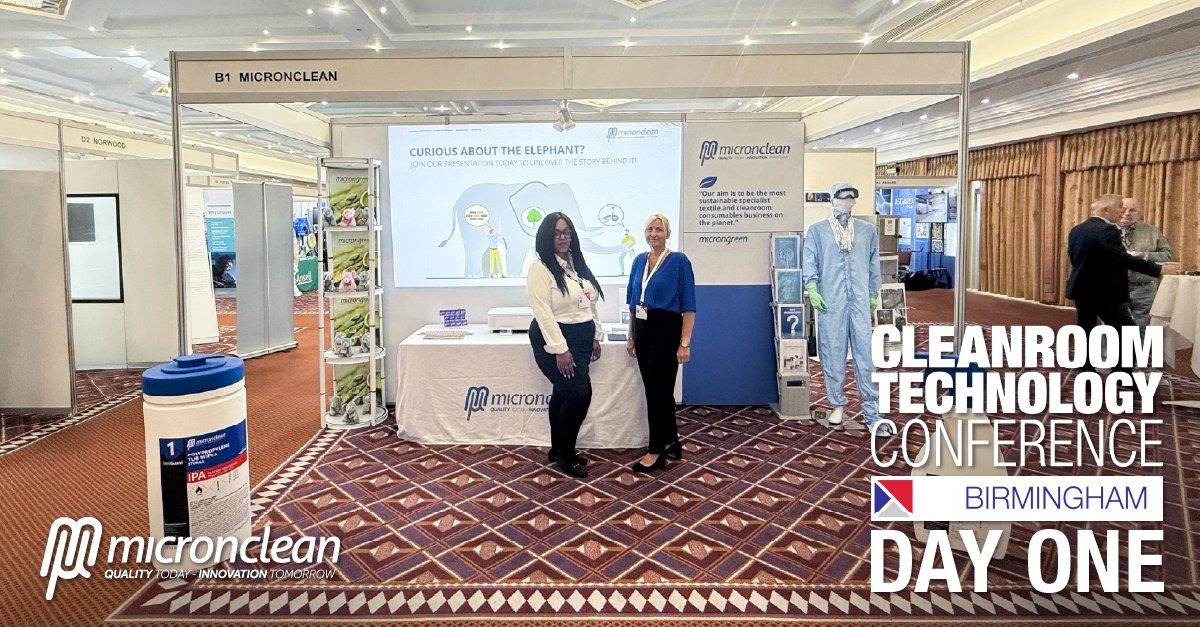 MicroncleanUK's tweet image. We&apos;re all set for Day 1 of the #CleanroomTechnology Conference! Come and see Sally, Hayley and Sian on Stand B1 to find out about our #CleanroomSolutions, and see Sharron, Stella and Adam on Stands C0/C1 to find out all about #CleanroomCleaning. #Micronclean