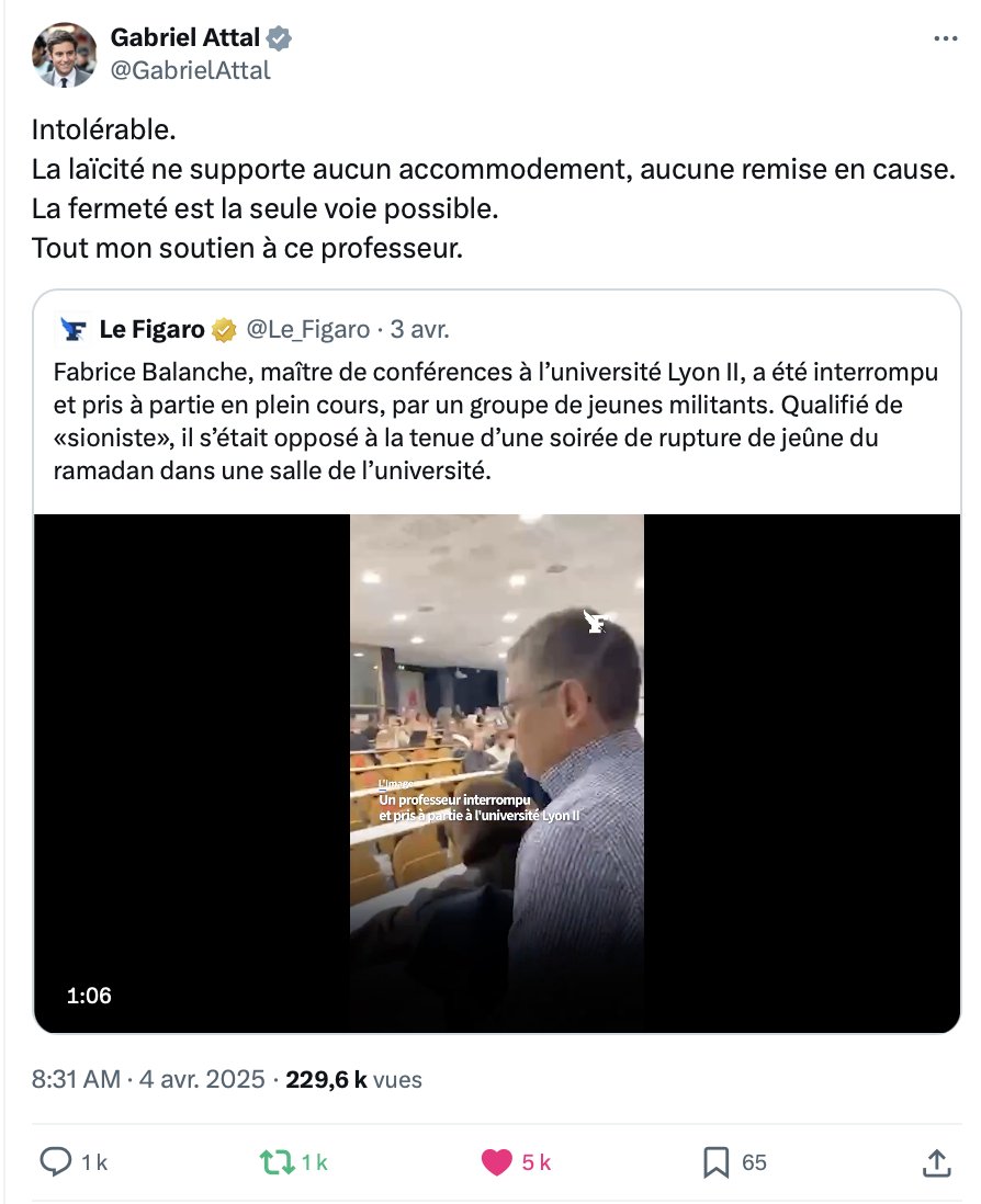 Renaissance Rhône (@renaissance_69) on Twitter photo Peut-être que si <a href="/PascalPraud/">Pascal Praud</a> laissait <a href="/priscathevenot/">Prisca THEVENOT</a> s'exprimer il aurait pu découvrir que <a href="/GabrielAttal/">Gabriel Attal</a> a réagi immédiatement, clairement et fermement.
C'est un mensonge d'expliquer qu'il n'a rien dit. Peut-être que si <a href="/PascalPraud/">Pascal Praud</a> laissait <a href="/priscathevenot/">Prisca THEVENOT</a> s'exprimer il aurait pu découvrir que <a href="/GabrielAttal/">Gabriel Attal</a> a réagi immédiatement, clairement et fermement.
C'est un mensonge d'expliquer qu'il n'a rien dit.