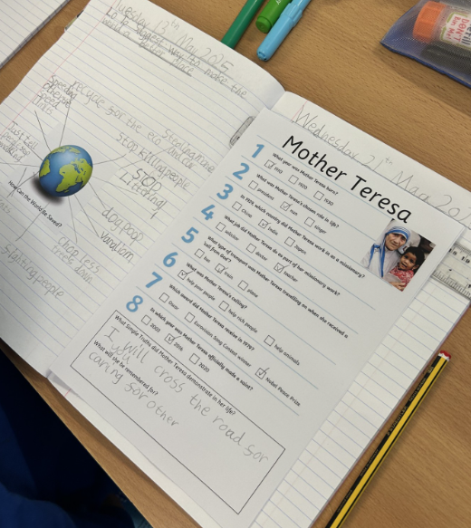 latimerprimary's tweet image. In #LatimerRE class #3JK have been learning about how Mother Teresa dedicated her life to others. We linked her actions to our Simple Truths and reflected on how we can be help others.