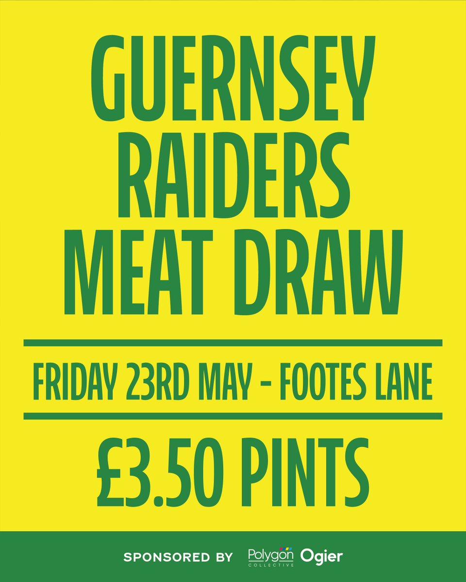 £3.50 pints? You heard it here first! 🍻

To celebrate the end of a fantastic season, join us this Friday for a Meat Draw at the Clubhouse!

See you there! 🇬🇬