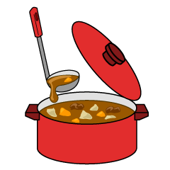 「友人の夫さん、お料理が得意です。 カレーをご馳走に。 彼は独身時代、空き巣に入ら」|きり子のイラスト