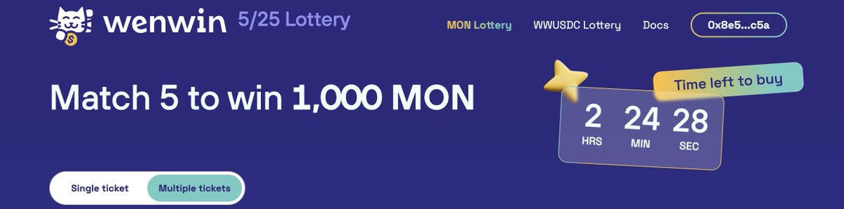 have you bought your tickets today on <a href="/wenwincom/">Wenwin</a> ? go buy one and get the probability to win 1k MON!! dont forget to use <a href="/haha_app/">HaHa Wallet</a> the best app in Monad Ecosystem