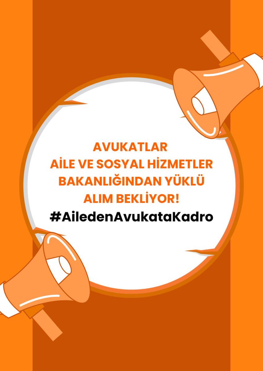 <a href="/tcailesosyal/">T.C. Aile ve Sosyal Hizmetler Bakanlığı</a> Kamuya atanmayı bekleyen avukatlar, Aile ve Sosyal Hizmetler Bakanlığından yüklü bir alım bekliyor. Kurum içindeki ihtiyaç görmezden gelinmesin, avukatlara istihdam sağlansın. #AiledenAvukataKadro