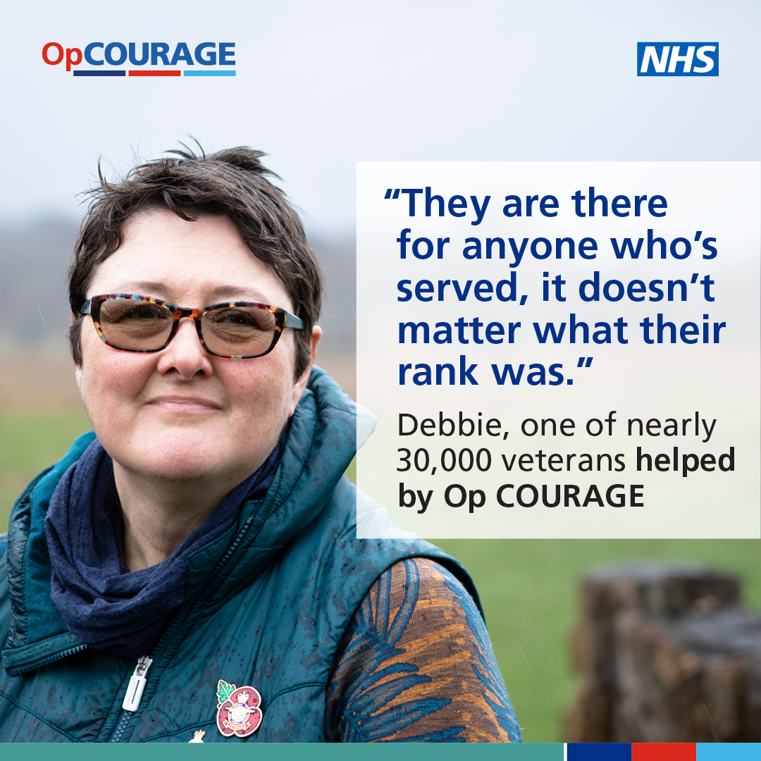 If you’re finding life difficult after leaving the Armed Forces and struggling with your mental health and wellbeing, Op COURAGE is here to help. It doesn’t matter how long you served for or when you left. 

Available across England, visit nhs.uk/opcourage for information.
