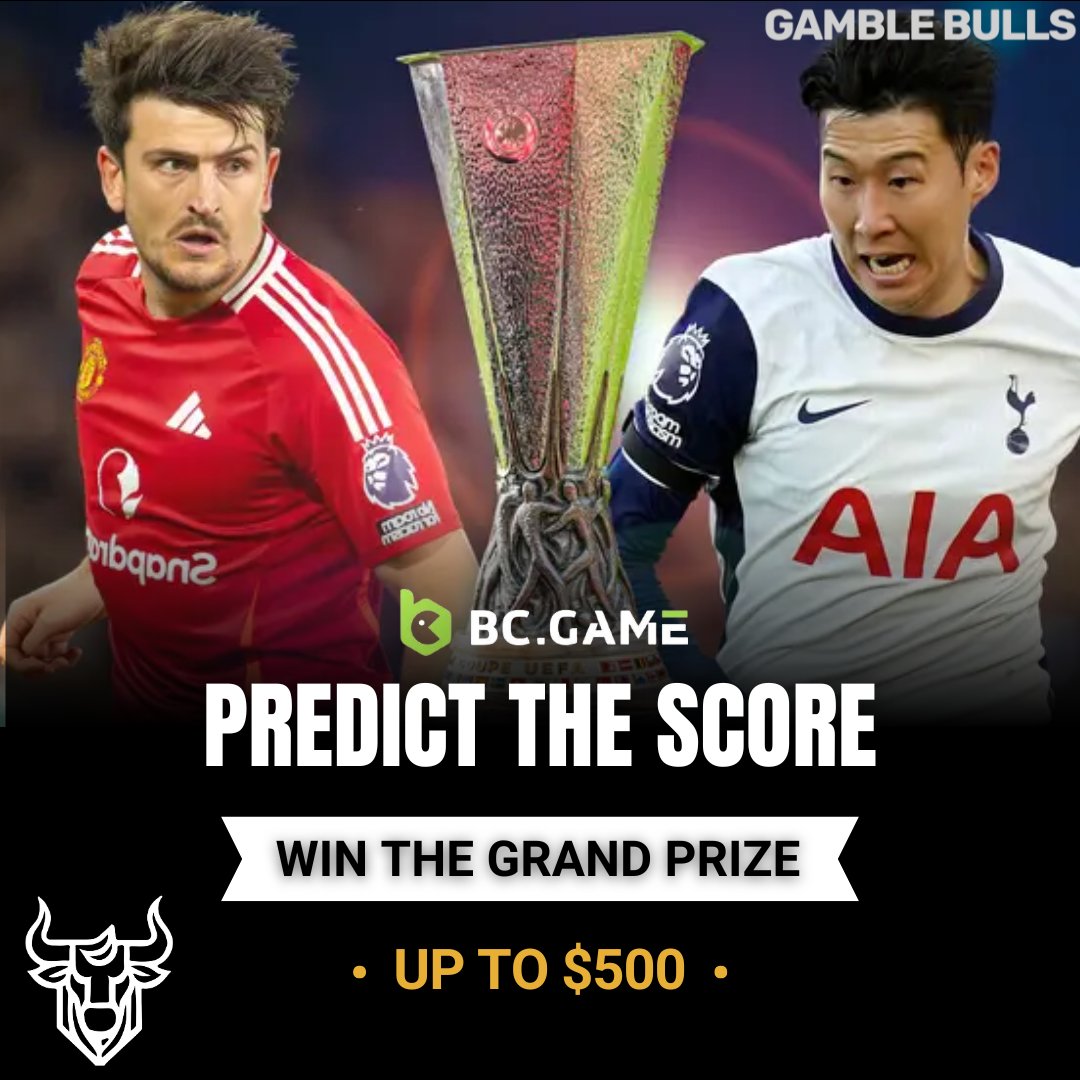 GambleBulls's tweet photo. 🚨 $500 PREDICT THE SCORE CHALLENGE – UEL FINAL!

 Tottenham 🆚 Man UTD – Europa League showdown 🔥

🔮 Drop your score prediction + minute of the last goal (FT+ET)
🎁 2 winners = $25 each (Match Score Prediction) 
🎯 Guess both correctly = Up To $500 

How to Enter:
1️⃣ Predict the score + last goal minute
2️⃣ Sign up on using our link 👉 https://t.co/jB4B5htQtT
3️⃣ Drop your prediction + BC username in replies

Ends 15 mins before kickoff.