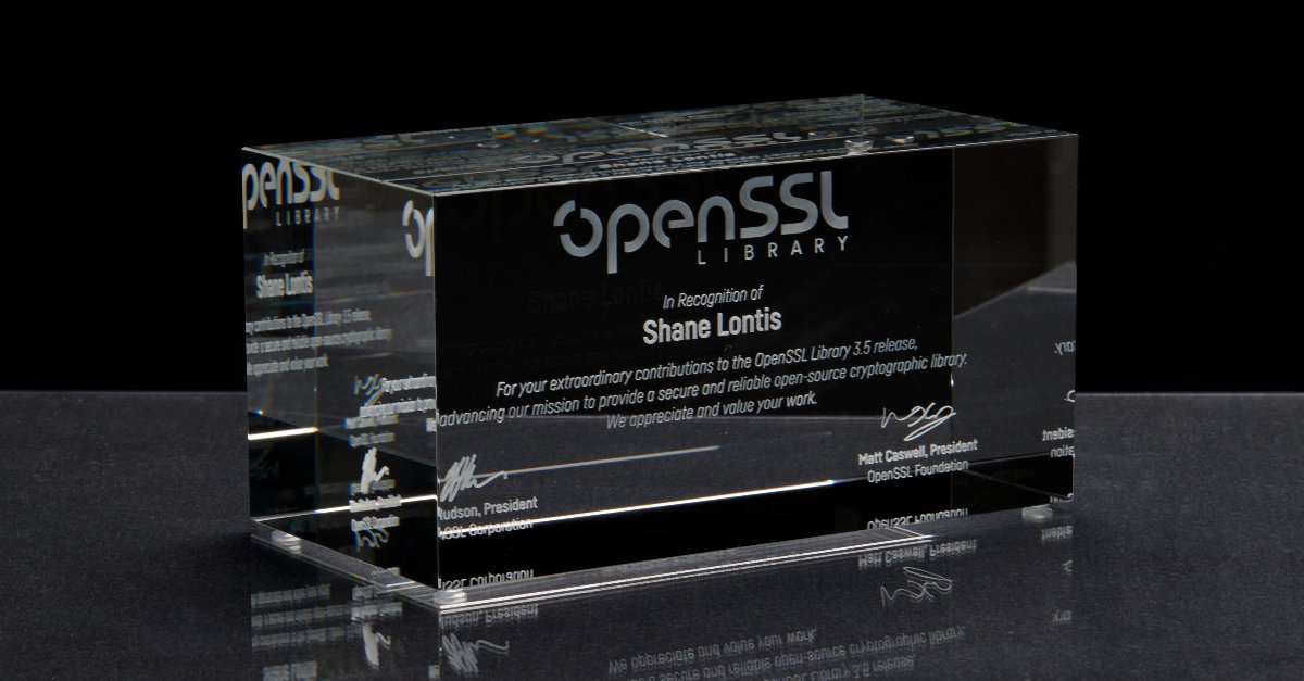 openssl_'s tweet image. 🚀 Honoring the OpenSSL 3.5 Distinguished Contributors:
Michael Baentsch, Dr. Paul Dale, Viktor Dukhovni, Shane Lontis—for advancing PQC &amp;amp; FIPS 203–205 support.
Thank you for your outstanding work! 
🔗 openssl-library.org/post/2025-05-2…
#OpenSSL #PQC #FIPS203